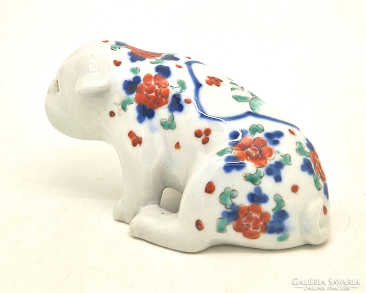 Japán Imari porcelán bulldog kutya 19. Század 15cm