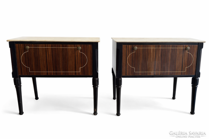 Olasz Art Deco stílusú éjjeliszekrény pár, 1950-es évek