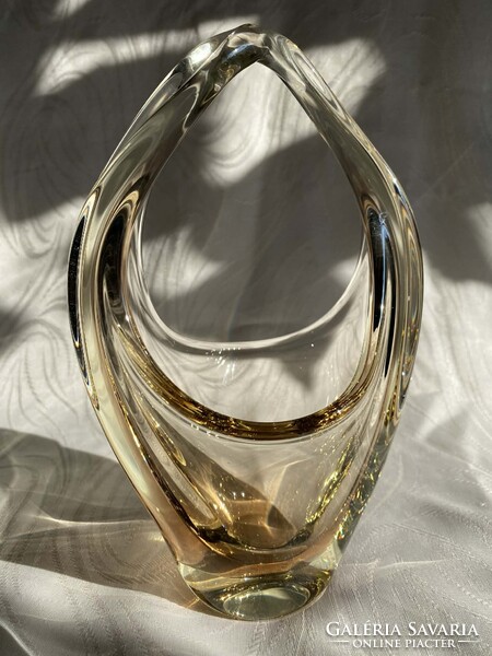 CSODÁS MILOSLAV KLINGER MŰVÉSZÜVEG KOSÁR TÁL ASZTALKÖZÉP ('60-as évek)