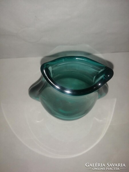 Miloslav Klinger türkiz üveg váza - 18,5 cm magas (25/d)