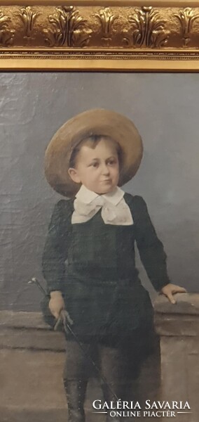 Glatter Gyula eredeti olaj-vászon festmény. Gyönyörűen kidolgozott fiú portré. 100x140-es kerettel.