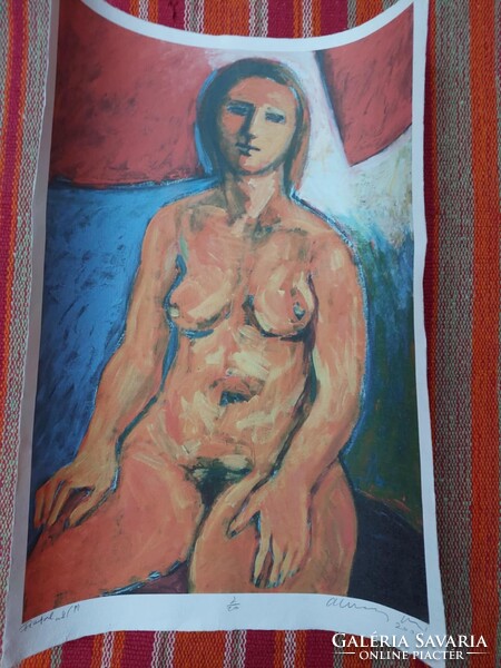 Aknay János - Fiatal Nő - Szitanyomat - Grafika - 33x44 cm - 2008