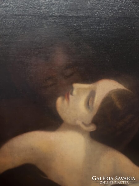 Nagyon szépen megfestett "Jupiter Elrablása"?? Olaj-vászon festmény. Ismeretlen művésztől.