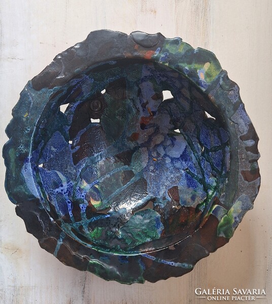 Különleges, egyedi készítésű kézműves kerámia tál