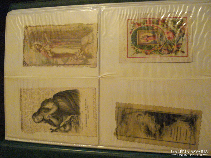 114 db régi szentkép zöld műanyag albumban 1896-1944 közötti időszakból