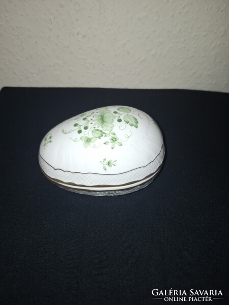 Hollóházi  Scarbantia mintás tojás alakú nagyméretú bonbonier  porcelán szép állapotban