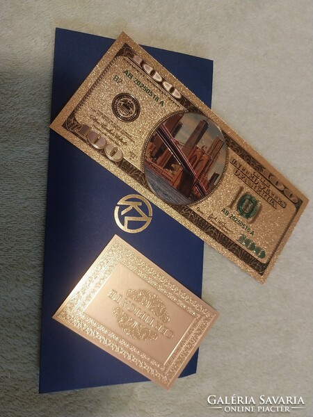 24k aranyozott Brooklyn híd 100 USD emlékbankjegy díszborítékban, certifikáttal