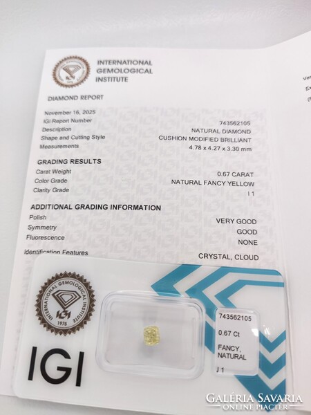 Természetes gyémànt, 0,67Ct, IGI tanusítvànnyal, papírjaival!
