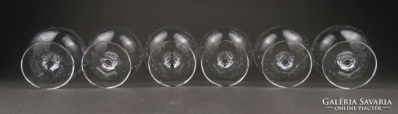 1Z084 Régi csiszolt konyakos whiskys üveg talpas pohár készlet 6 darab