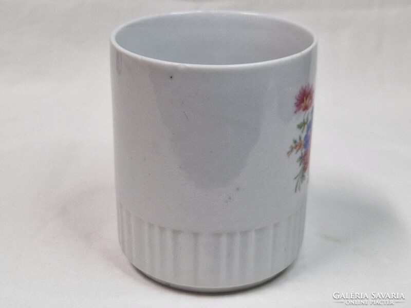 Régi Zsolnay pajzspecsétes virágcsokor mintás porcelán bögre szép állapotban 9,5 cm. magas