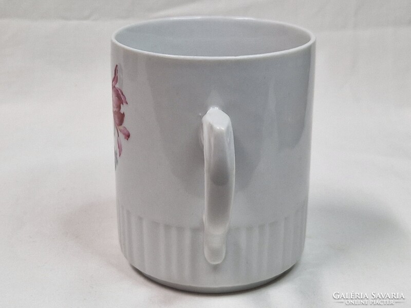 Régi Zsolnay pajzspecsétes virágcsokor mintás porcelán bögre szép állapotban 9,5 cm. magas