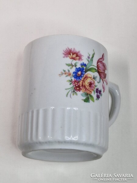 Régi Zsolnay pajzspecsétes virágcsokor mintás porcelán bögre szép állapotban 9,5 cm. magas