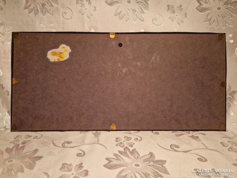 Különleges, régi, fali, domborműves réz/rézötvözetes falikép 44 cm x 21 cm