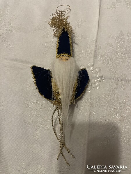 Gyönyörű retró Orosz kézműves karácsonyfa dísz, porcelán az arca, nagy.