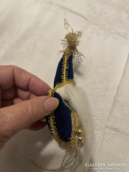 Gyönyörű retró Orosz kézműves karácsonyfa dísz, porcelán az arca, nagy.