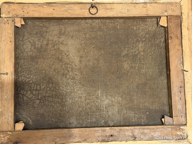 Jankó János: Tábortűz a holdfényben (Eredeti olajfestmény) Zsánerkép