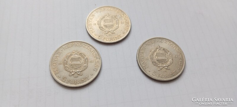 3 db 1967-es Kossuth 5 Forint, (2.)