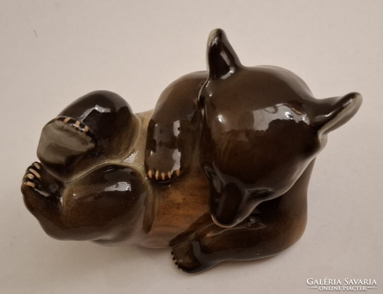 Lomonosov medve figura, orosz porcelán ritkaság, jelzett, kifejezetten szép festéssel, HIBÁTLAN