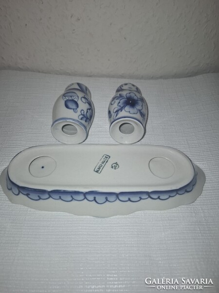 Ritka orosz GZHEL népi kézműves  só/borstartó szett, kék-fehér matrjoska babák szép állapotban eladó