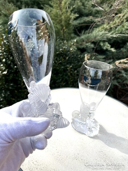 CHAMPAGNE CLUB - Royale de Champagne – Ritka, kézzel fújt kristály pezsgőspohár pár (1960-as évek)