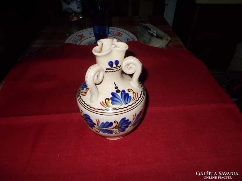 Retro nép majolika három fülű korsó
