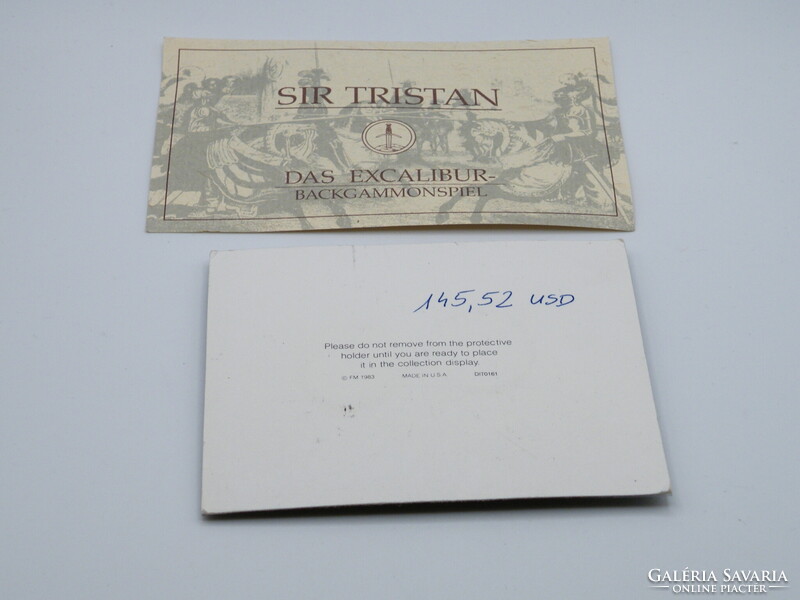 K397 RITKA! Franklin Mint SIR TRISTAN arany ezüst zseton EXCALIBUR BACKGAMMON
