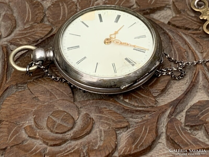 Női ezüst apáca zsebóra nyaklánc óra 37.5 mm ezüst lánccal