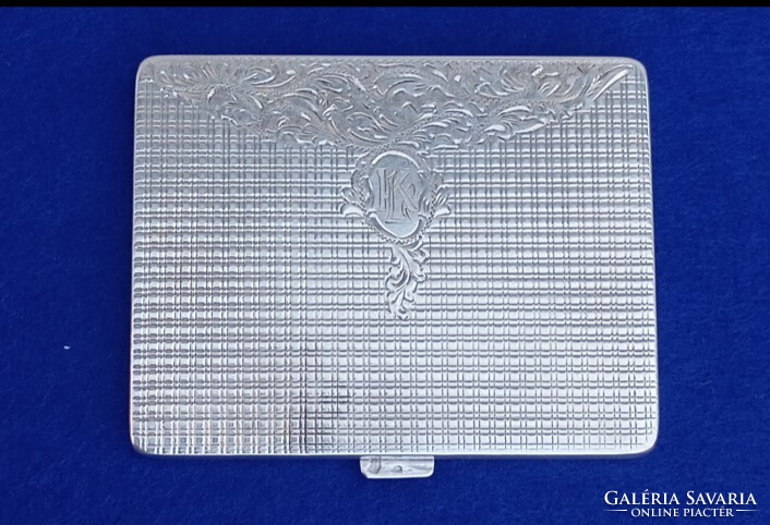 Monogramos 800 finomságú ezüst cigarettatárca 120,6 g 1920-30 évek