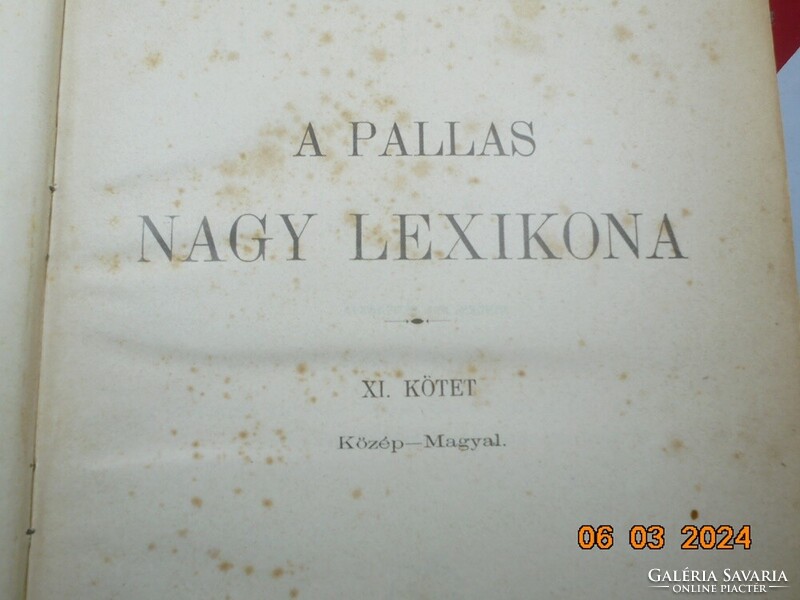 A Pallas Nagy Lexikona - XI. kötet (Közép_Magyal) 1895-ös kiadás