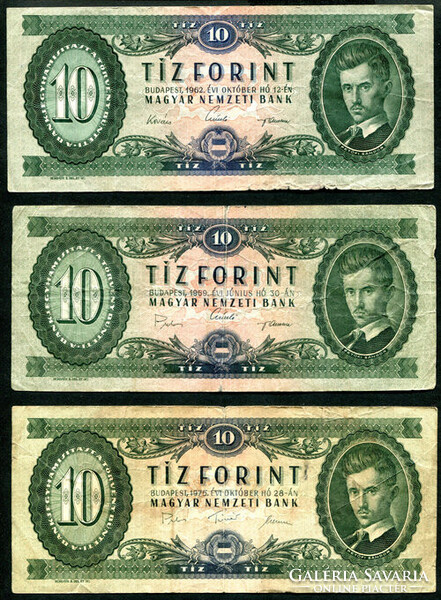 1962 - 1969 - 1975 10 Forint - 3db egyben