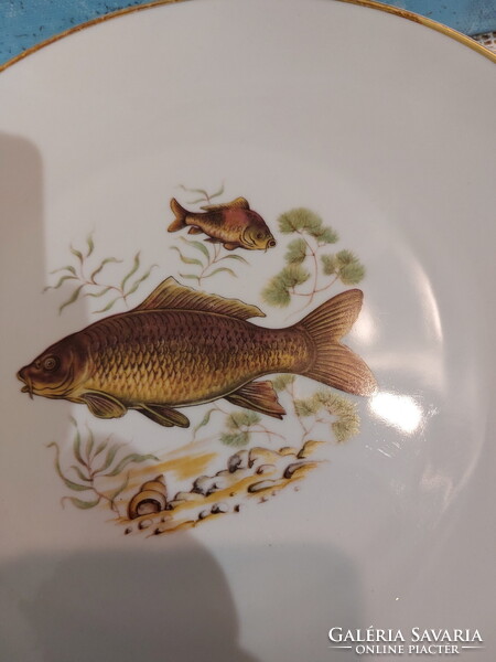 Bavaria, gyönyörű halas porcelán készlet, tányérok, tálak, hal horgászoknak, horgász
