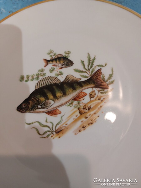 Bavaria, gyönyörű halas porcelán készlet, tányérok, tálak, hal horgászoknak, horgász