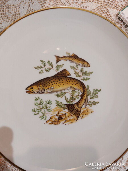 Bavaria, gyönyörű halas porcelán készlet, tányérok, tálak, hal horgászoknak, horgász