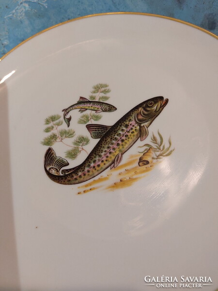 Bavaria, gyönyörű halas porcelán készlet, tányérok, tálak, hal horgászoknak, horgász