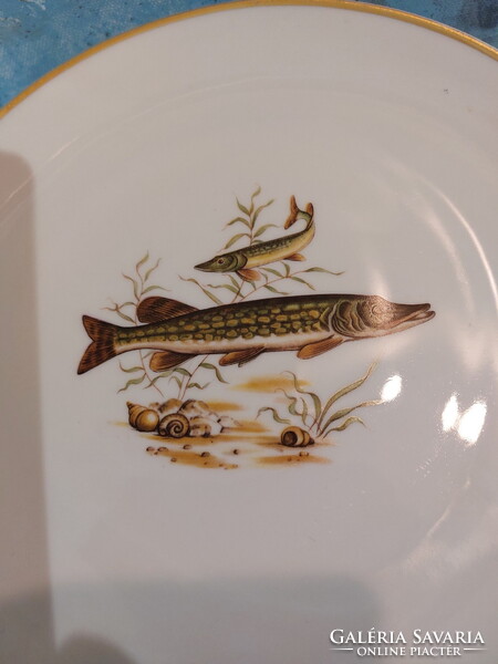 Bavaria, gyönyörű halas porcelán készlet, tányérok, tálak, hal horgászoknak, horgász