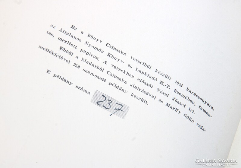1931 - Csinszka versei - Aláírt sorszámozott példány Nagyon szép állapotú könyv !!