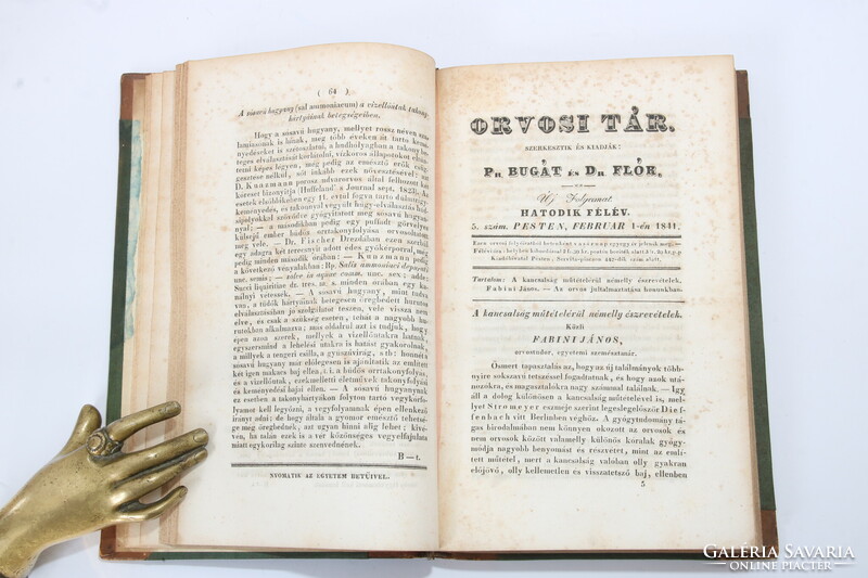 1841 Orvosi tár  - Pálinkaiszákosság, Az Aradi kórház kihajtható metszetével Érdekes orvosi cikkek !