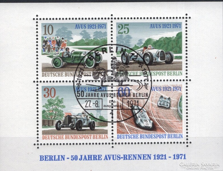 Berlin 1921-1971 50 Jahre Avus-Bennen hibátlan, pecsételt.   345.