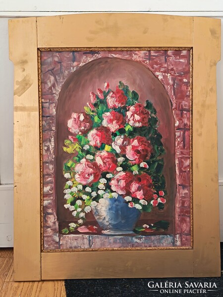 Szabó László , csendélet 39x51cm olajfestmény. Kisautó, játék csere is érdekel