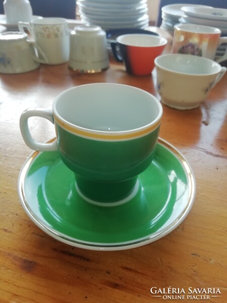 Porcelán Antik kávés csésze + alj. Hollóházi zöld SOK AUKCIÓ AKCIÓ VEGYE VIGYE TÖBB SZÁZ TERMÉK