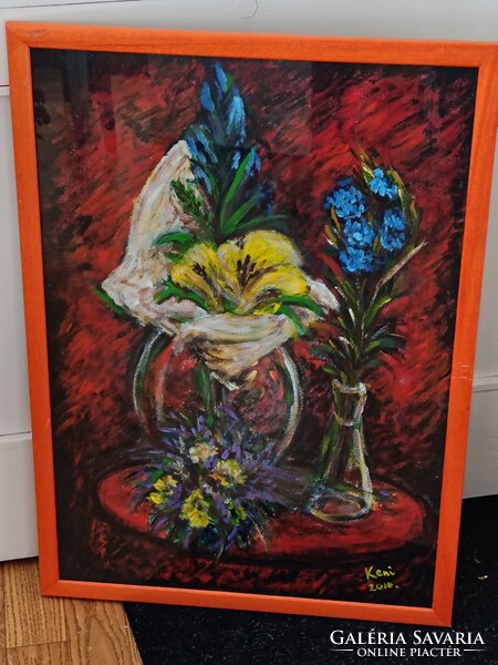 Keni? 45x65cm olajfestmény . Kisautó, játék csere is érdekel