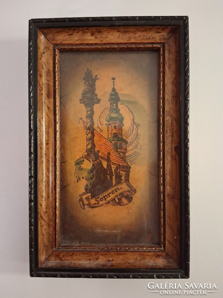 Sopron emléktárgy kis méretű kép akasztóval