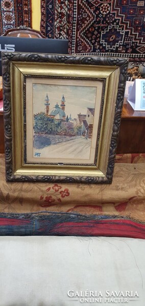 Mattis Teutsch János nagyon szépen megfestett akvarell. 34x37 cm kerettel.