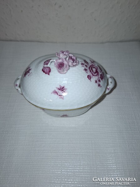 Herendi Nanking Boquet Rózsa fogóval Virággokkal díszítve füles cukortartó eladó a képek alapján