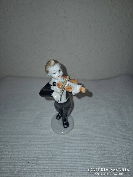 Hollóházi Káldor Aurél zenész hegedűs fiú porcelán szép állapotban