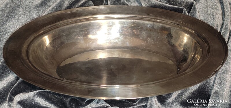 Ezüstözött ovális tál asztalközép