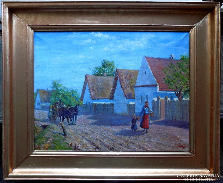 Tolnay Ákos: 1861- Napfényes falusi utca, Eredetiség igazolással SZÁMLÁVAL