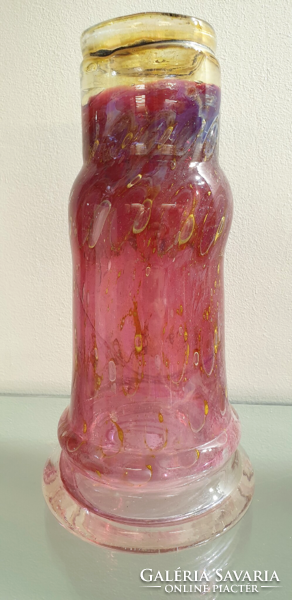 Erwin Eisch  Pfauenauge Collection Cranberry Art üveg váza 24.5 cm