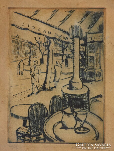 Walleshausen Zsigmond 1887-1978 "Párizs " Eredetiség igazolással SZÁMLÁVAL