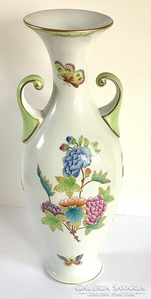 Herendi amfóra váza Viktória mintával, 20. sz. közepe körül, 33,5 cm magas, 7175/VBO